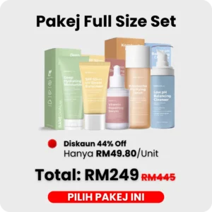 Pakej Fullsize Set - 1 Serum 1 Toner 1 Moisturizer 1 Cleanser 1 Sunscreen